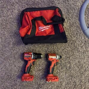 Milwaukee Red Cordless Drill and Impact Driver Set